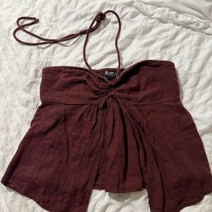 Ecote Maroon Halter Top